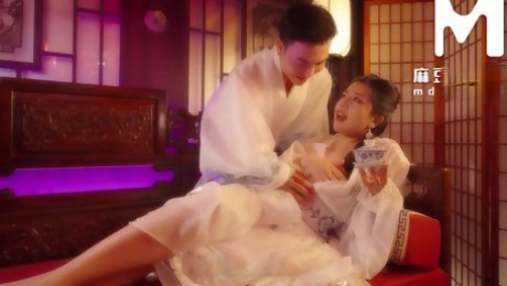 Gorgeous Chinese princess is passionately fucked by a jade emperor in a sensual manner.