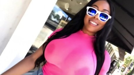 CamSoda - Moriah Mills struts in public showing big tits