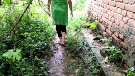 bestver pissing and fucking outdoor with my desi indian step mom