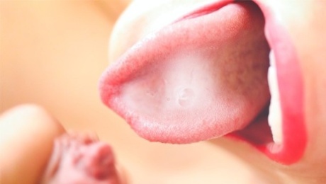 Slow deep sensual blowjob ends with cum on tongue and down throat - ASMR Closeup