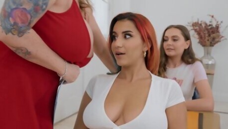 Lewd busty lesbian MILF incredible porn scene